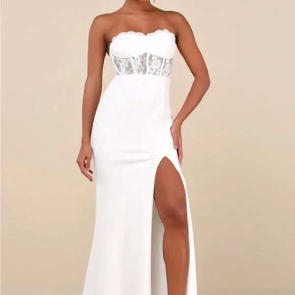 NWT Lulu's Strapless Slit Wedding Gown - Picture 1 of 7
